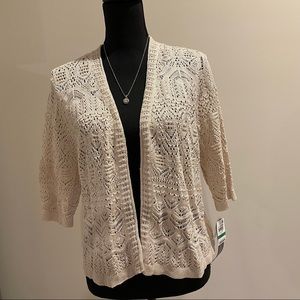 JM Collection Ladies Cream Cover, Size Large, Short Sleeve